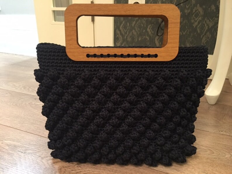 ladies bag knitting bag bag for women trendy stylish bag hand bag Hand knitted bag,black bag fashion bag crochet bag gift bag