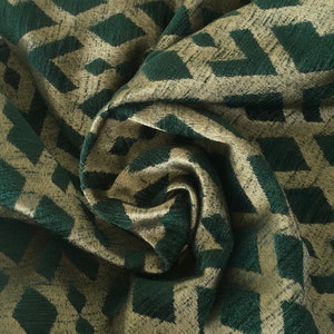 Design 2 Green Chenille Luxury Upholstery Fabric by yard, Soft Fabric for Pillow Covers, Sofa, Drapes, Cushion, High Quality Textured Fabric