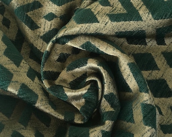 Tela geométrica verde esmeralda cortada a medida, tela de tapicería de terciopelo con estampado de celosía para sofá, tela para cojines con estampado de rombos.