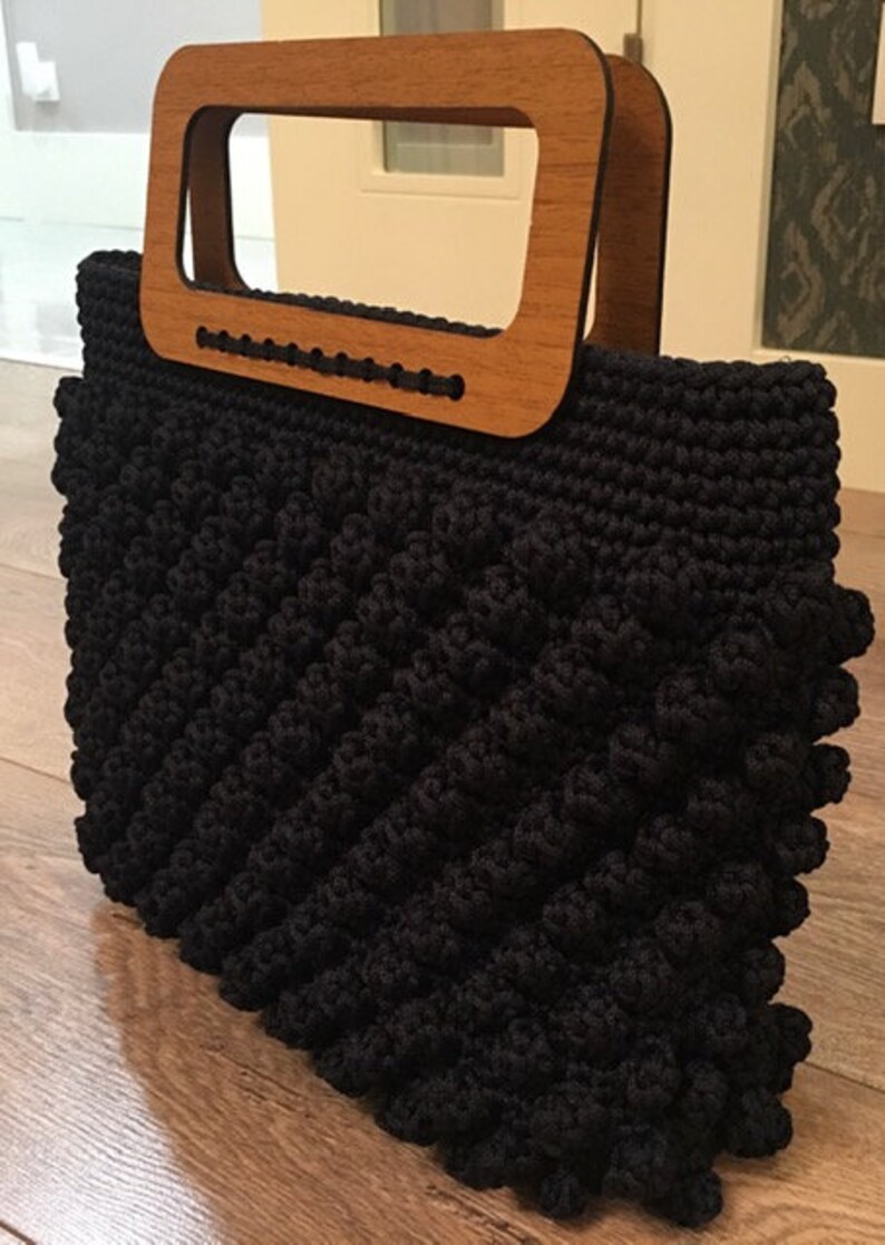 ladies bag knitting bag bag for women trendy stylish bag hand bag Hand knitted bag,black bag fashion bag crochet bag gift bag