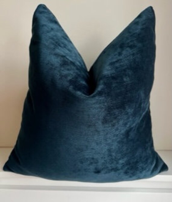 Blue chenille pillow hotsell