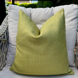 Green Patterned Linen Pillow Cover, Natural Throw Pillow for Couch, Bed, Sofa, Decorative Woven Cushion Cover Relaxed Style, Custom Sizes