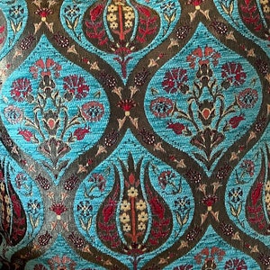 Sultan Blue Chenille Luxury Upholstery Fabric by yard, Soft Fabric for Pillow Covers, Sofa, Drapes, Cushion, High Quality Textured Fabric