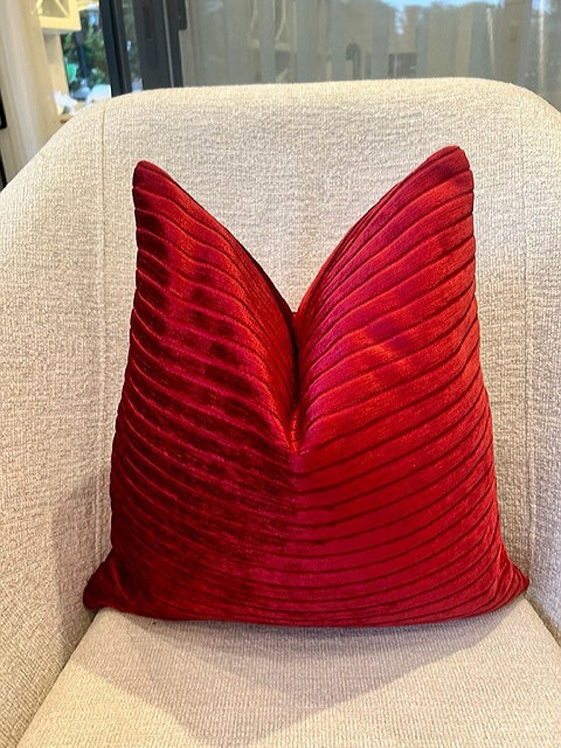 Luxury Red Upholstery Chenille Fabric, Decorative Fabric by Yard