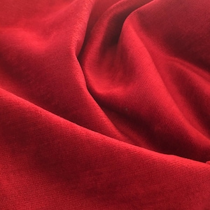 Red Chenille Luxury Upholstery Fabric by yard, Soft Fabric for Pillow Covers, Sofa, Drapes, Cushion, High Quality Textured Fabric