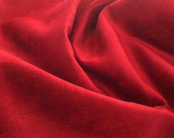 Red Chenille Upholstery Fabric : Soft Textured Weave by the Yard.