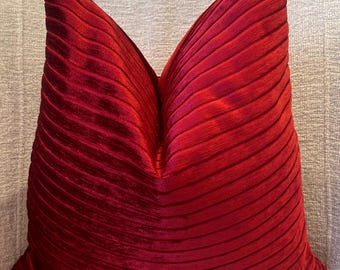 Red Chenille Pillow Cover, Soft Textured Decorative Cushion Cover, Living Room Sofa, Bedroom.