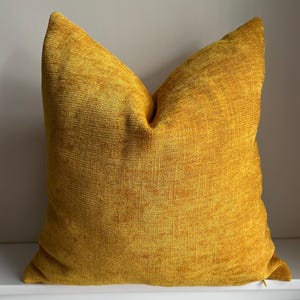 Yellow Mustard Textured Chenille Pillow Cover, Soft Luxury Throw Pillow for Couch, Bed, Sofa, Decorative Woven Cushion Cover, Custom Sizes