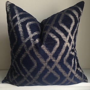 Design Blue Textured Chenille Pillow Cover, Soft Luxury Throw Pillow for Couch, Bed, Sofa, Decorative Woven Cushion Cover, Custom Sizes