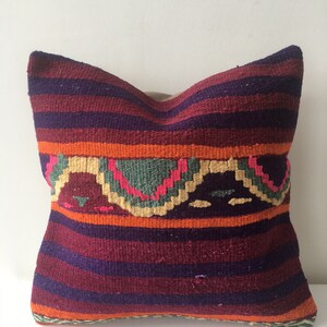 Turkish Kilim Pillow Case, Decorative Pillow Cover, Wool Kilim Rug Pillow Case, Decorative Home, Regional Pillow, Authentic Pillow Cover