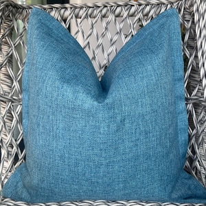 Blue Linen Pillow Cover, Natural Throw Pillow for Couch, Bed, Sofa, Decorative Woven Cushion Cover Relaxed Style, Custom Sizes