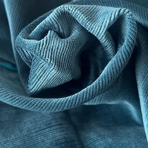 Striped Blue Chenille Luxury Upholstery Fabric by yard, Soft Fabric for Pillow Covers, Sofa, Drapes, Cushion, High Quality Textured Fabric