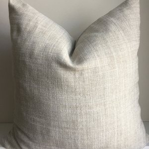 Beige Linen Pillow Cover, Natural Throw Pillow for Couch, Bed, Sofa, Decorative Woven Cushion Cover Relaxed Style, Custom Sizes