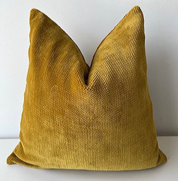 Mustard Yellow Tweed Textured Velvet Square Pillow Mustard Yellow Tweed Textured Velvet Square Pillow