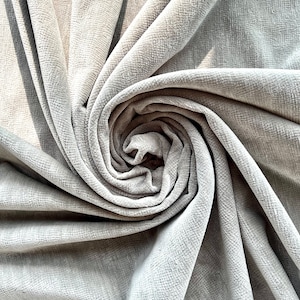 Soft Grey Chenille Luxury Upholstery Fabric by yard, Soft Fabric for Pillow Covers, Sofa, Drapes, Cushion, High Quality Textured Fabric