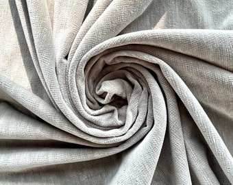 Tejido de tapicería de chenilla gris suave: tejido texturizado suave cortado a medida.
