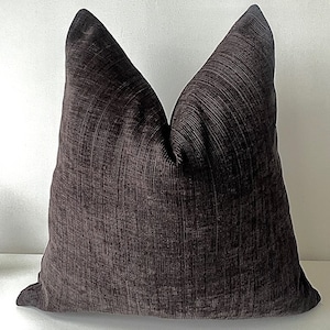 Shiny Black Striped Textured Chenille Pillow Cover, Luxury Throw Pillow for Couch, Bed, Sofa, Decorative Woven Cushion Cover, Custom Sizes