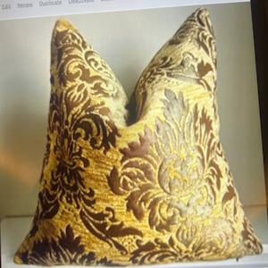 Gold Flowers Textured Chenille Pillow Cover, Soft Luxury Throw Pillow for Couch, Bed, Sofa, Decorative Woven Cushion Cover, Custom Sizes