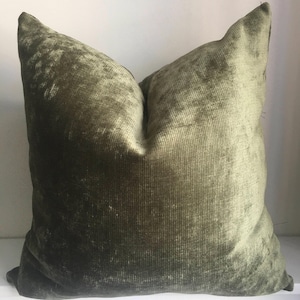 Olive Green Textured Chenille Pillow Cover, Soft Luxury Throw Pillow for Couch, Bed, Sofa, Designer Decorative Throw Pillows, Custom Sizes
