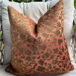 Pink Bronze 2 Textured Chenille Pillow Cover, Soft Luxury Throw Pillow for Couch, Bed, Sofa, Decorative Woven Cushion Cover, Custom Sizes