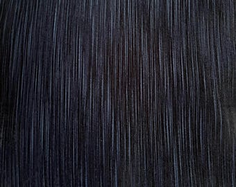 May include: Close-up of a dark blue fabric with vertical lines. The lines are a lighter shade of blue, creating a textured, striped pattern. The fabric appears to be soft and flowing, with a subtle sheen.