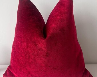 Red Wine Chenille Pillow Cover, Soft Textured Decorative Cushion Cover, Living Room Sofa, Bedroom.