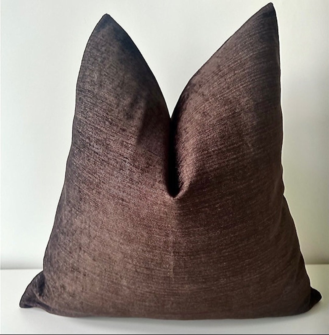 Dark Brown Chenille Pillow Coverdecorative chenille Pillow Etsy