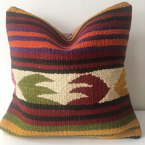 Turkish Kilim Pillow Case, Decorative Pillow Cover, Wool Kilim Rug Pillow Case, Decorative Home, Regional Pillow, Authentic Pillow Cover