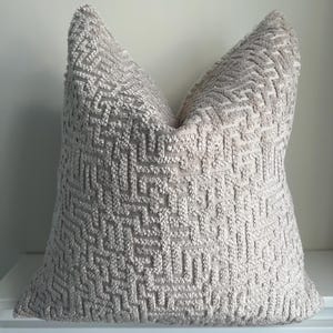 Beige patterned Boucle Textured Chenille Pillow Cover, Luxury Throw Pillow for Couch, Bed, Sofa, Decorative Woven Cushion Cover, Custom Size