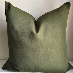 Green Linen Pillow Cover, Natural Throw Pillow for Couch, Bed, Sofa, Decorative Woven Cushion Cover Relaxed Style, Custom Sizes