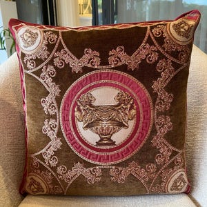 Burgundy Design Textured Chenille Pillow Cover, Soft Luxury Throw Pillow for Couch, Bed, Sofa, Decorative Woven Cushion Cover, Custom Sizes