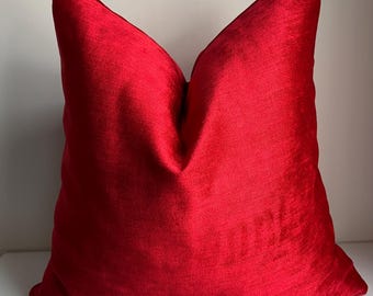 Red Chenille Pillow Cover, Soft Textured Decorative Cushion Cover, Living Room Sofa, Bedroom.