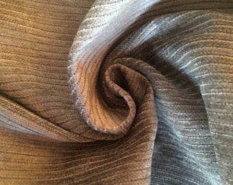 Grey Striped Chenille Upholstery Fabric : Soft Textured Weave by the Yard.