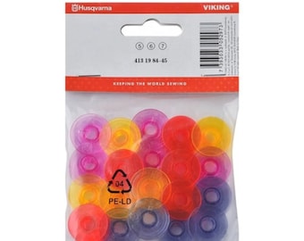 Limited Edition Viking Husqvarna 20 Watercolor Bobbins 4131984-45 - Vibrant Bobbins for Unique Stitching Projects with Thread Hole