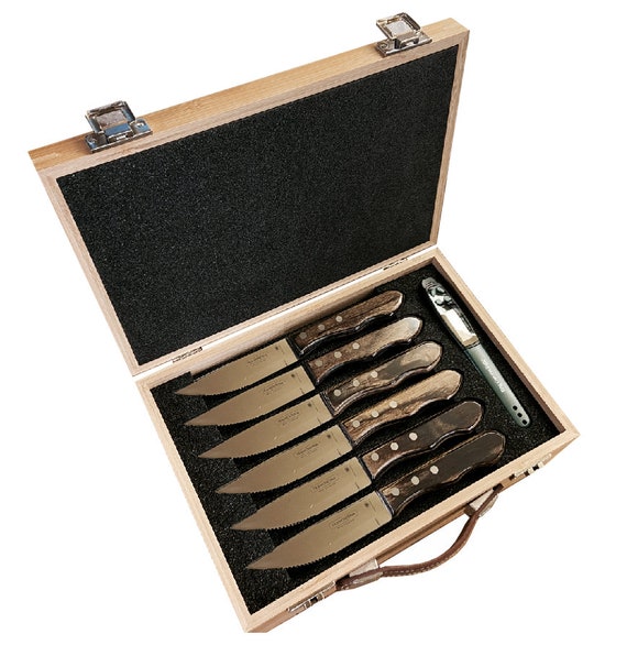 Personalised 2 Tramontina Steak Knives & Thermometer Box Set 