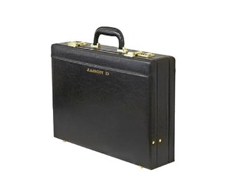 Personalized Tassia Leather Look Expanding Attache Case