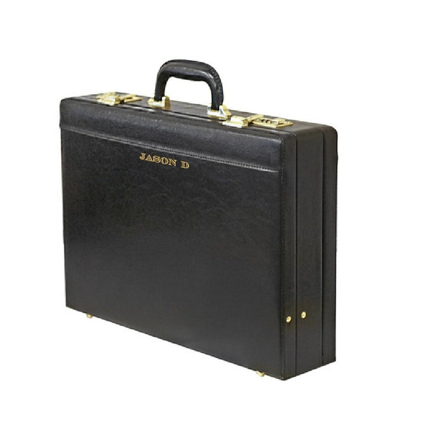 Personalized Tassia Leather Look Expanding Attache Case