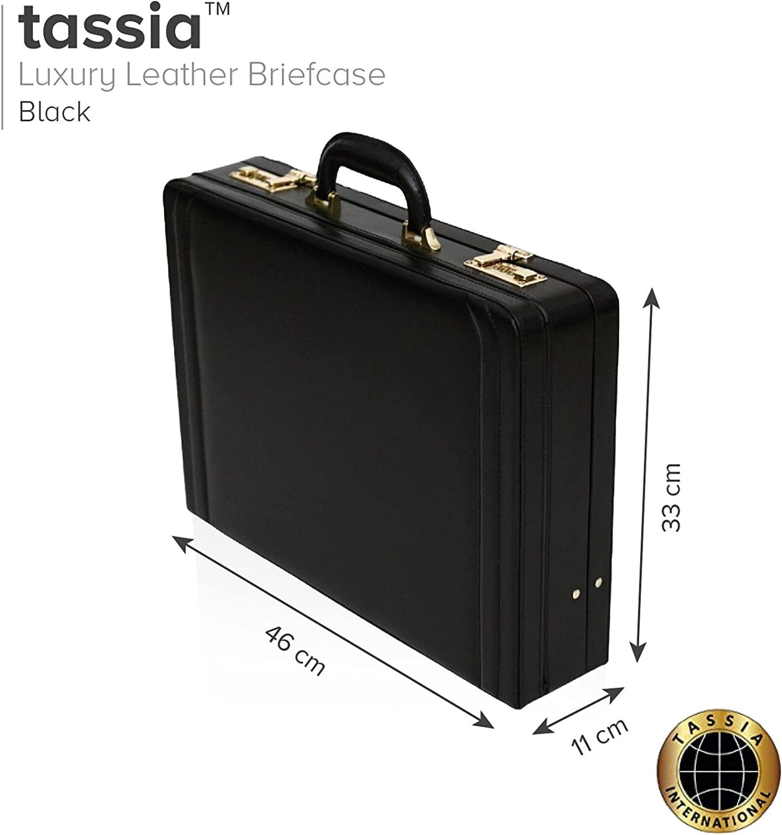Tassia Bonded Leather Expandable Attache Case Black Etsy