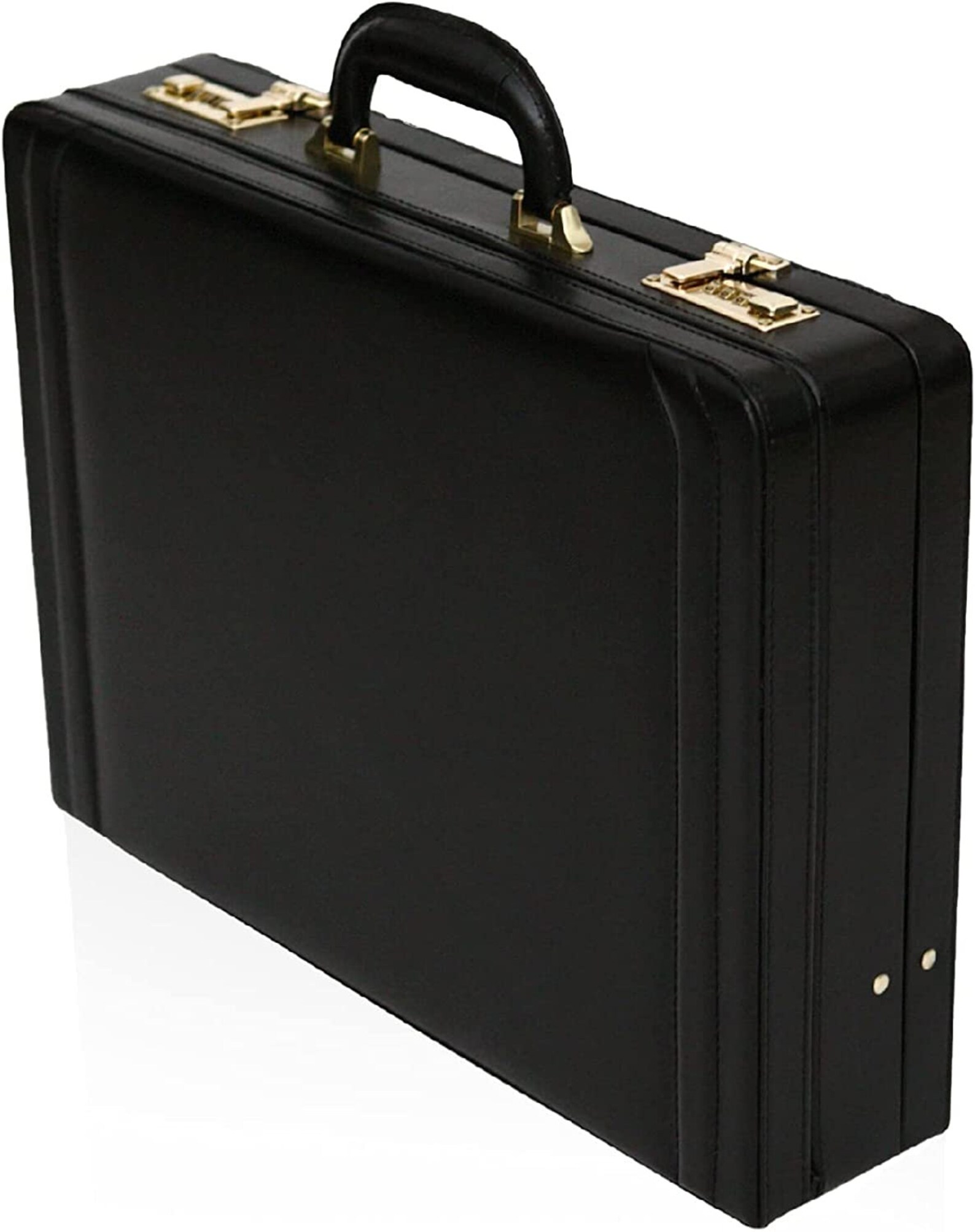 Tassia Bonded Leather Expandable Attache Case Black Etsy