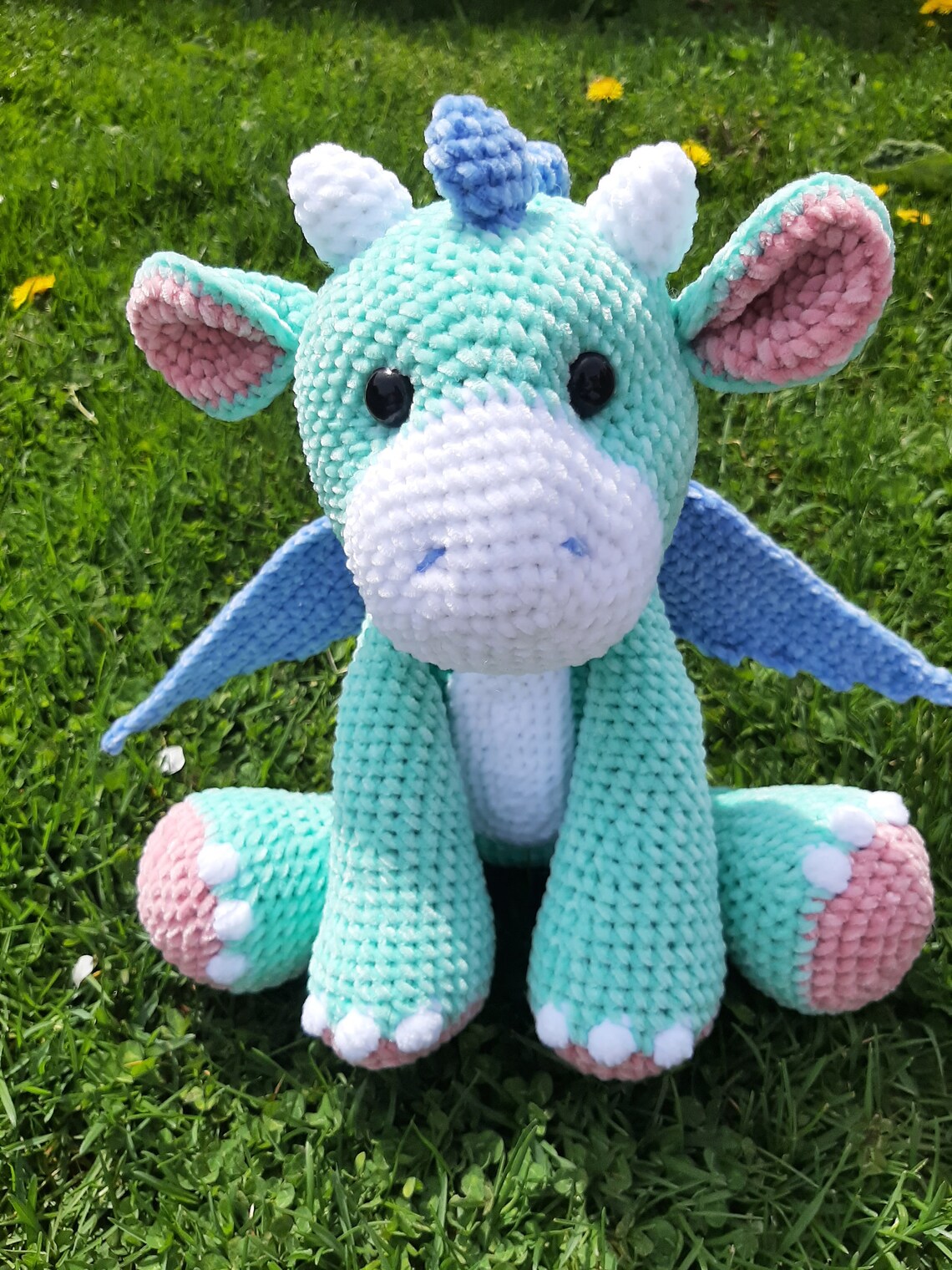 Cute Crocheted Dragon Stuffed Toy Plush Yarn Amigurumi Etsy