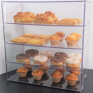 Four Shelf Bakery Display Case for Bread, Donuts, Pastries, Bagels