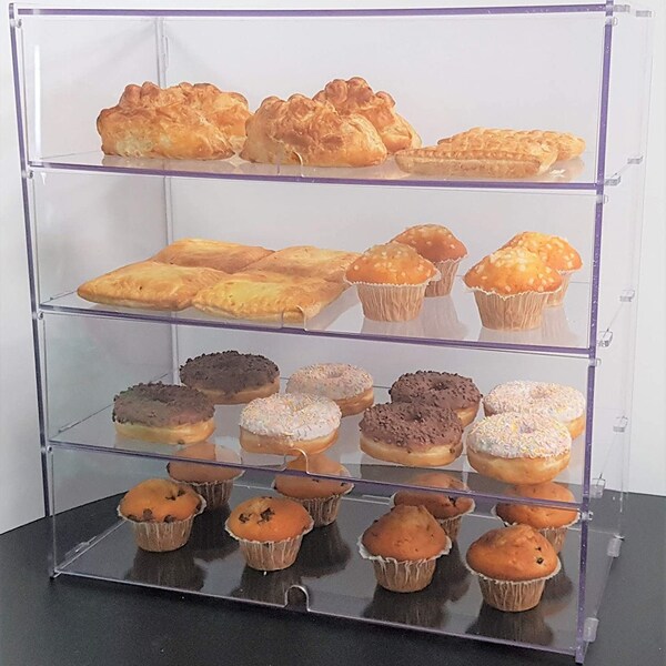 Four Shelf Bakery Display Case for Bread, Donuts, Pastries, Bagels