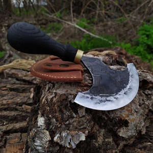  Forged Leather Round Knife. Forged Small Head Round Knife.  Skinning knife. : Tools & Home Improvement