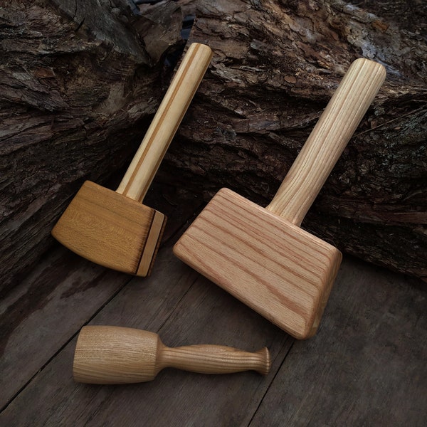 Wooden Hammer Set - 3pcs. Handmade wooden hammer. Percussion wooden hammer. Wooden hammer for needlework. Hammer for wood carving.