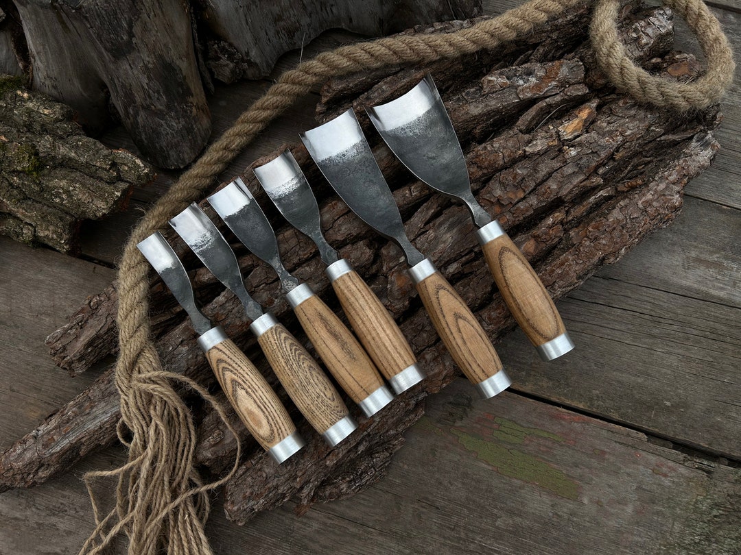 Forged Bent Gouges Set 6 PCS. Bent Chisel. Rounded Chisel. Forged Spoon ...