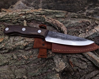 Cuchillo Bushcraft forjado a mano. Cuchillo de camping hecho a mano. cuchillo de monte. Cuchillo para el forestal. Herramientas para acampar. Cuchillo japonés. Cuchillo de caza