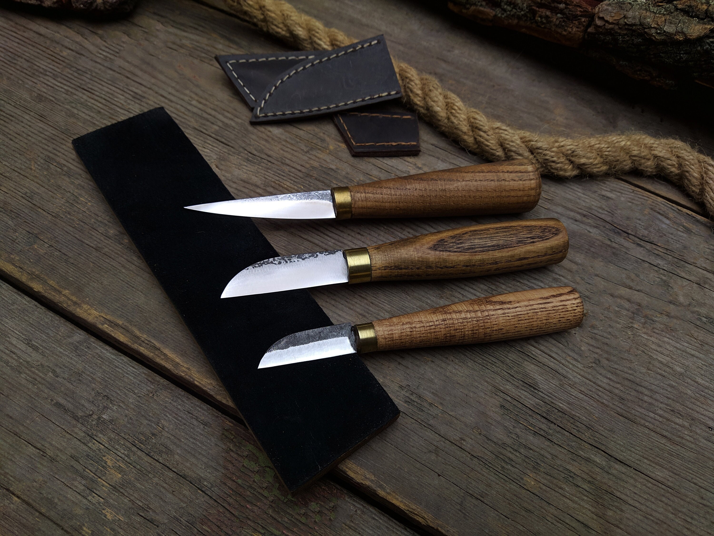 Forged Knives Set 3pcs. Chip Carving Knife. Wood Carving 