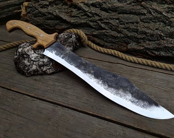 Cuchillo de monte. Cuchillo machete de caza. Cuchillo personalizado. Cuchillo de hoja fija de acero al carbono. Cuchillo hecho a mano. regalo de aniversario