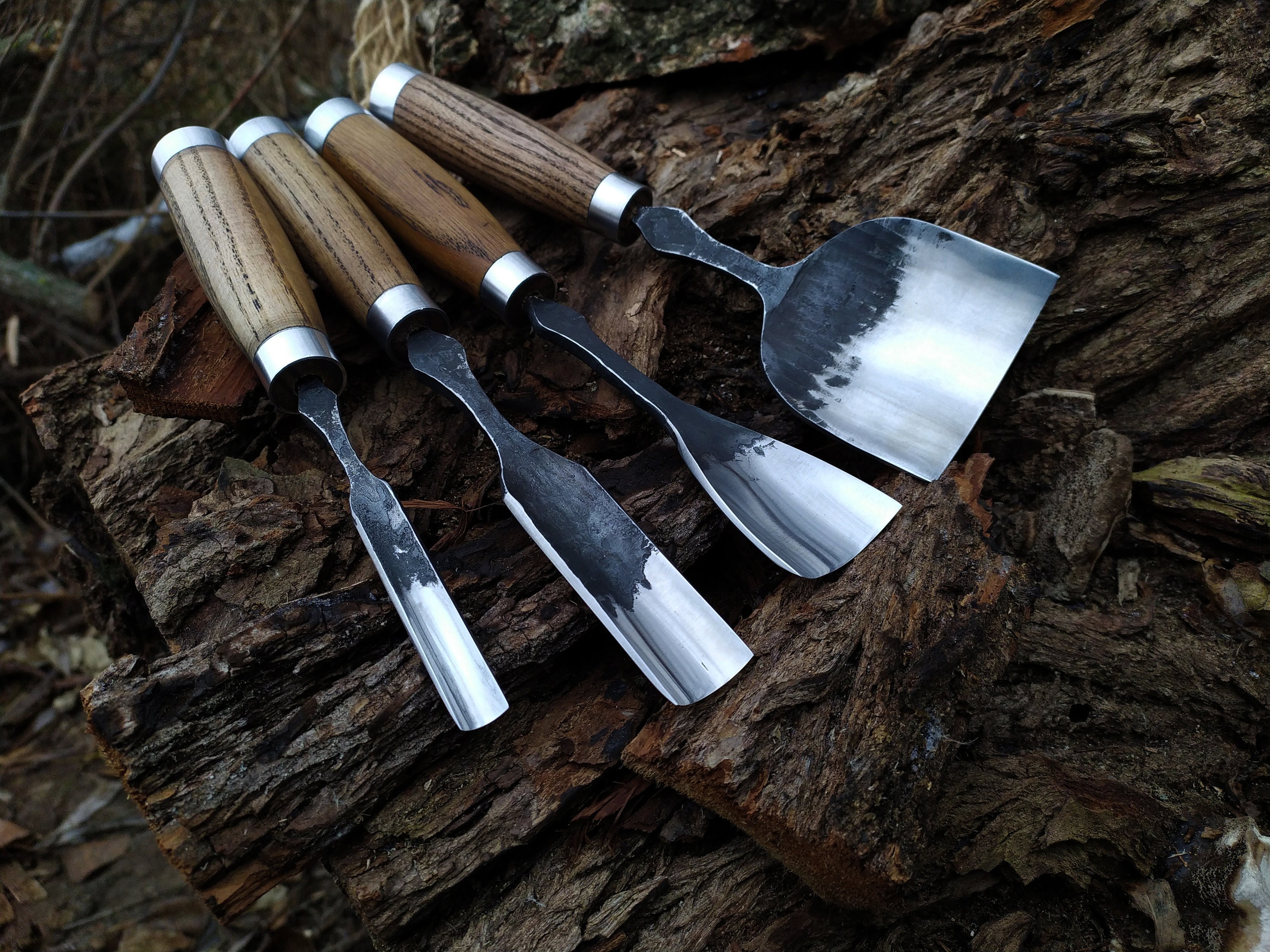 Set of 4 Spoon Bent Chisels carving tools Hand Power Hand Etsy