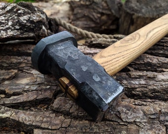 3.5 lb. Hand Forged Hammer. Double round riveting hammer. Blacksmith hammer. Blacksmith tools. Impact hammer. Viking hammer.